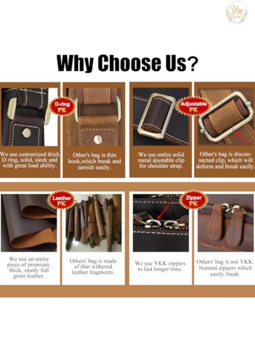 Genuine Full Grain Leather Crossbody Messenger Bag for Men Women Tablet